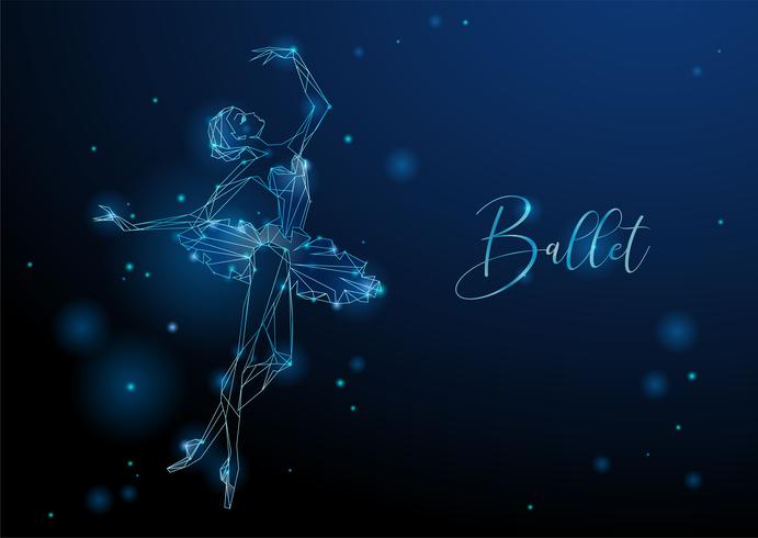 Ballerina. Glowing fantastic picture of a dancing girl. Neon graphics. Vector