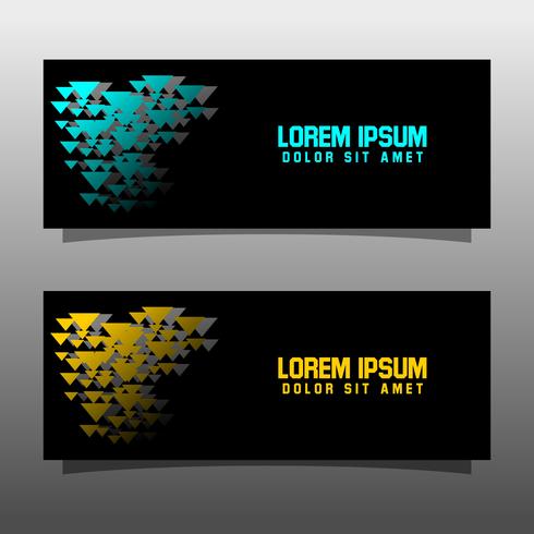 Abstract black banner technology concept design. Glossy gold and blue color vector