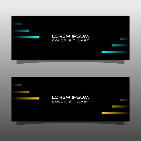 Abstract black banner technology concept design. Glossy gold and blue color vector