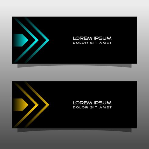 Abstract black banner technology concept design. Glossy gold and blue color vector