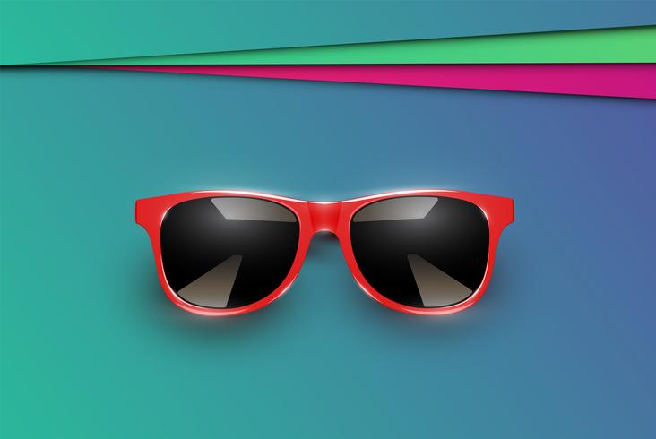 Colorful sheets of papers with realistic sunglasses, vector illustration