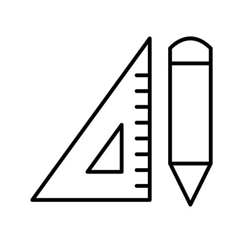 Pencil and set square Beautiful line black icon vector