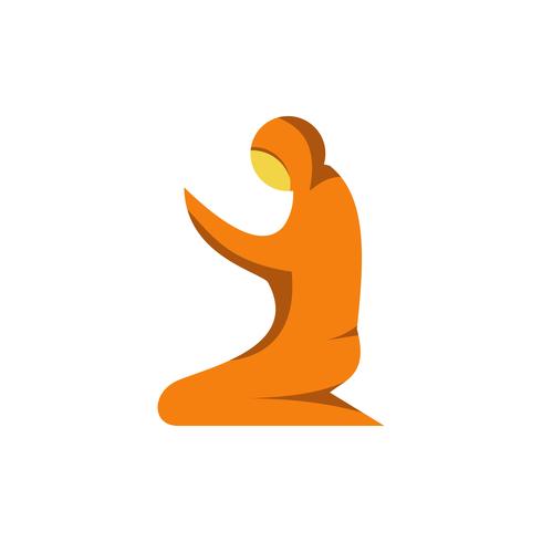 Muslim women prayer flat icon. Ramadan kareem vector