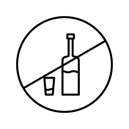 No Drinks Beautiful Line Black Icon vector