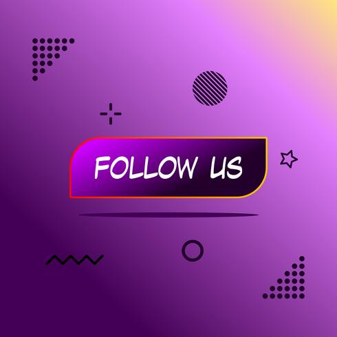 Follow us text modern design template. Purple and white colors. Colorful background vector