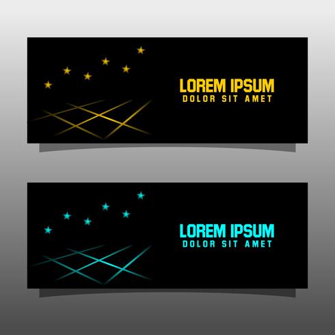 Abstract black banner technology concept design. Glossy gold and blue color vector