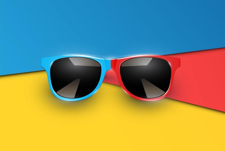 Hojas coloridas de papeles con gafas de sol realistas, ilustración vectorial vector