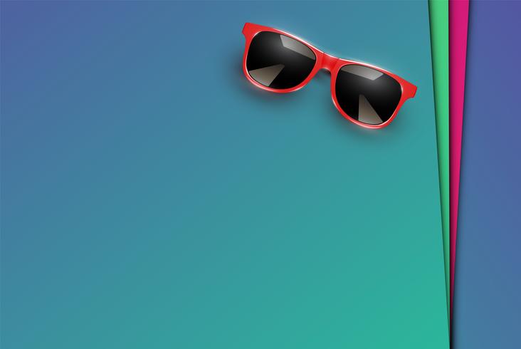 Colorful sheets of papers with realistic sunglasses, vector illustration