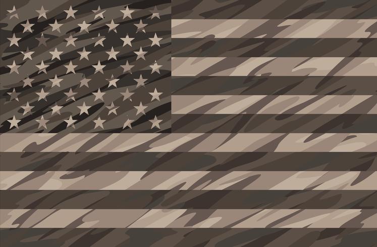 Patriotic Desert Tan Camo USA Flag Vector Illustration