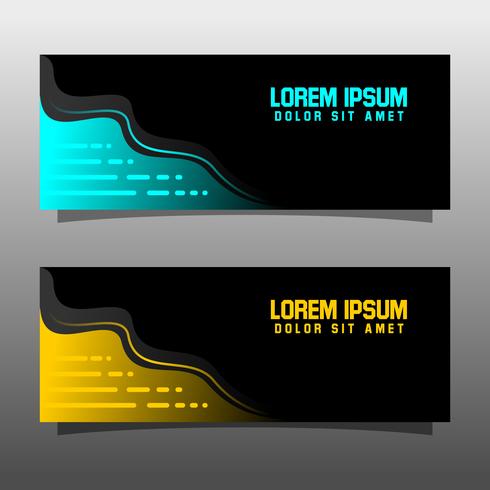 Abstract black banner technology concept design. Glossy gold and blue color vector