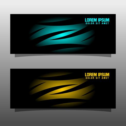 Abstract black banner technology concept design. Glossy gold and blue color vector