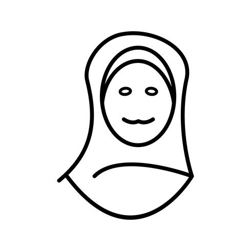 Islamic women Beautiful Line Black Icon vector