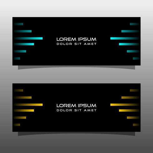 Abstract black banner technology concept design. Glossy gold and blue color vector