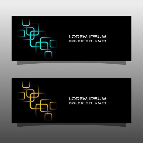 Abstract black banner technology concept design. Glossy gold and blue color vector