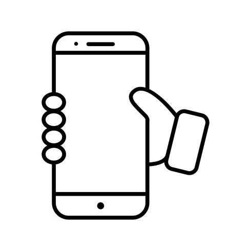 Holding smartphone Line black icon vector