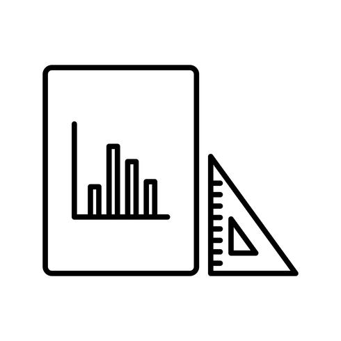 Set square and graph Beautiful line black icon vector