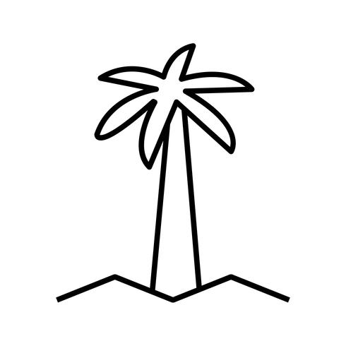 Coconut Tree Hermosa Línea Icono Negro vector