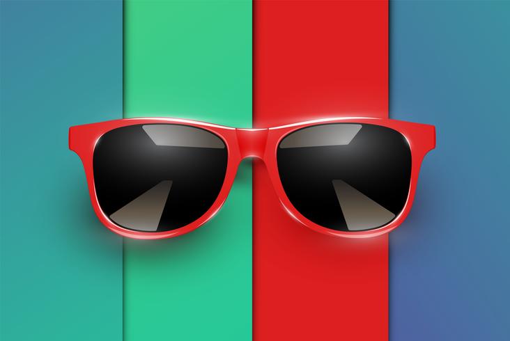 Colorful sheets of papers with realistic sunglasses, vector illustration