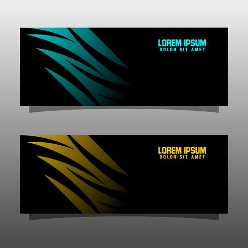 Abstract black banner technology concept design. Glossy gold and blue color vector