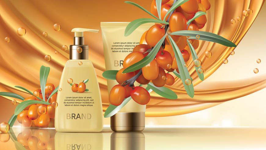 Sea buckthorn cosmetics vector realistic