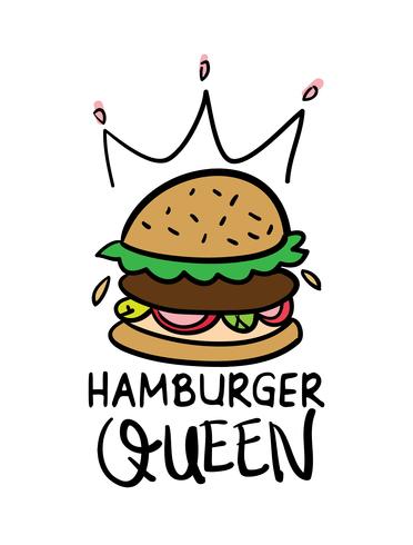 Diseño de hamburguesa reina vector