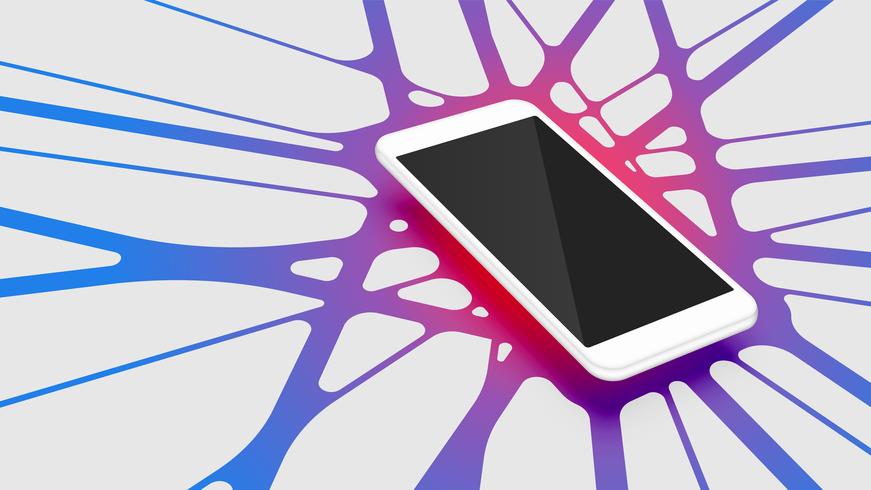 Realistic 3d Smartphone With Colorful Abstract Background Vector