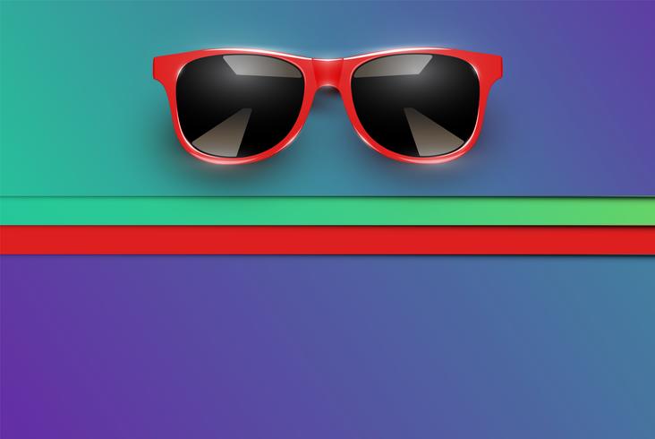 Colorful sheets of papers with realistic sunglasses, vector illustration