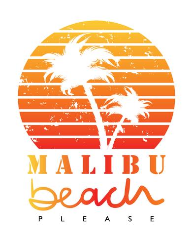 Malibu playa palmeras concepto de vacaciones de verano vector