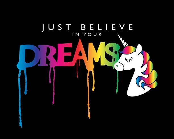 Inspirational quote with unicorn vector