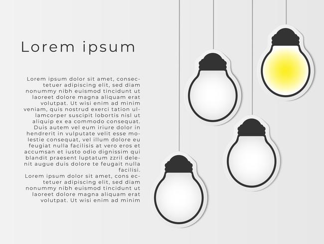 Business creativity inspiration and ideas concepts with lightbulb. Blank hanging frames. Empty light bulb on light wall bakcground. paper art design. vector