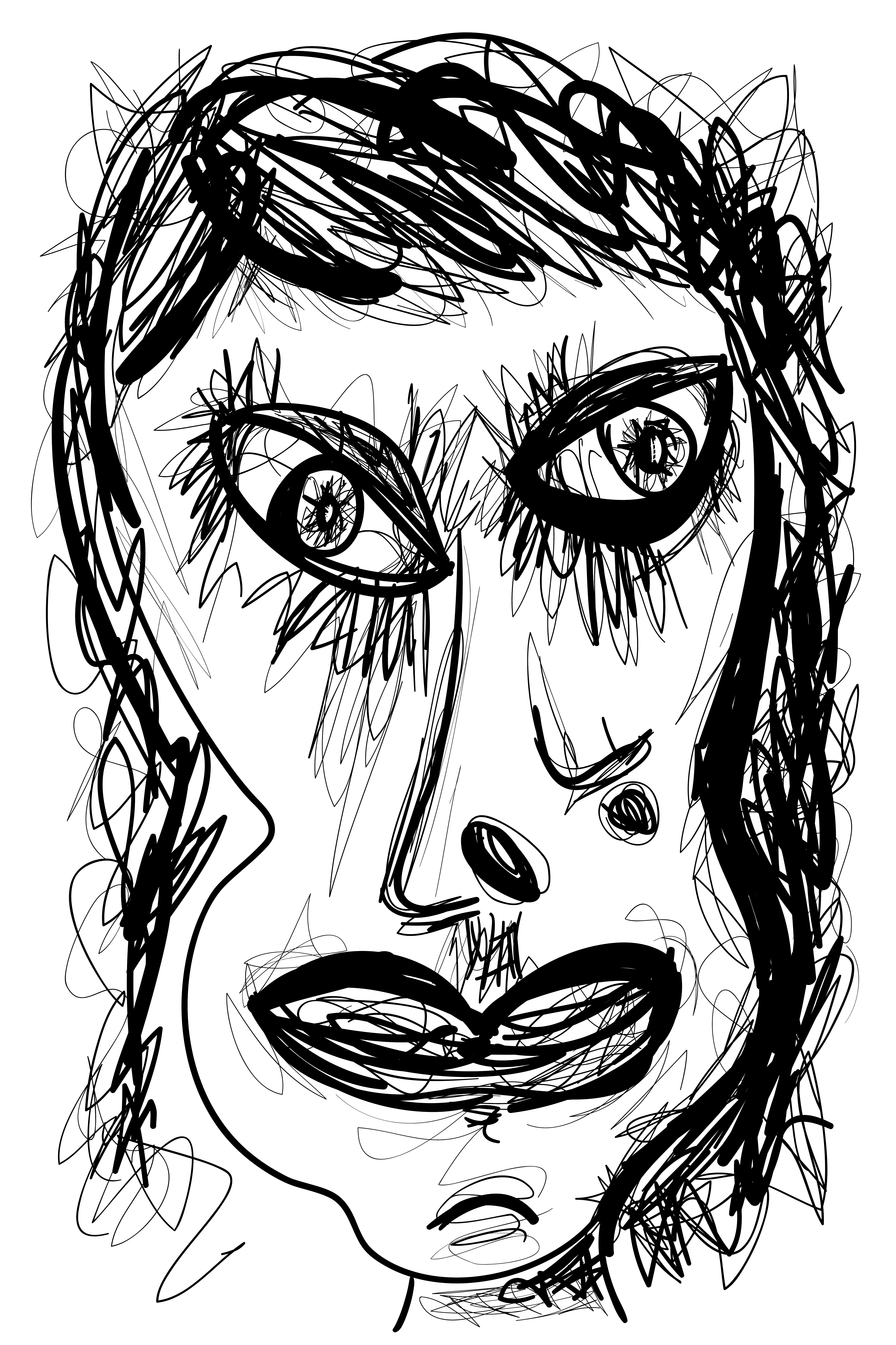 Abstract expressionist drawing of woman face portrait 602642 Vector Art
