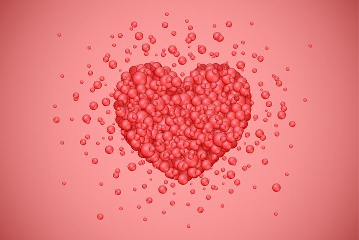 Red heart made by little bubbles, vector illustration 602646 Vector Art