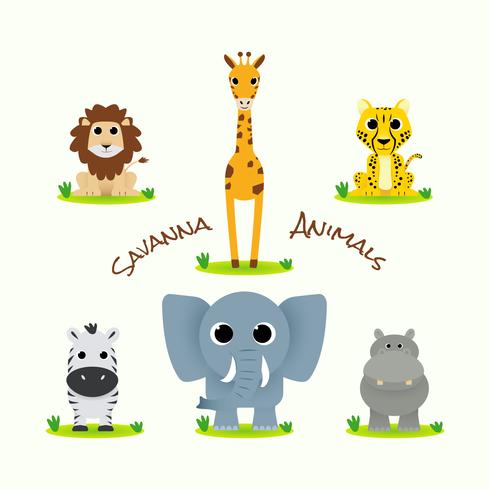 Cute Savanna Animal Collection vector