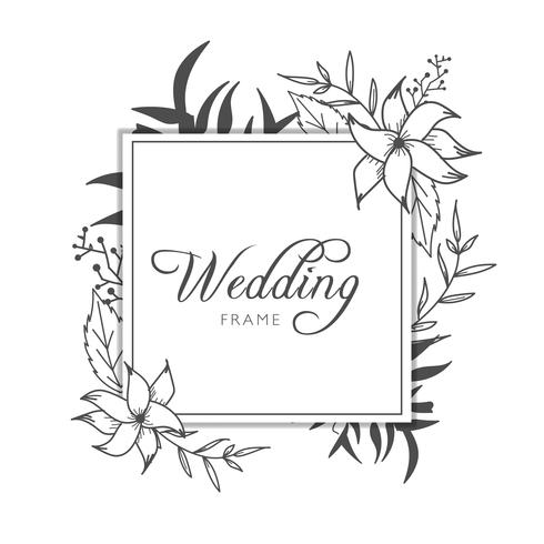 Plantilla de tarjeta de banner de boda floral vector