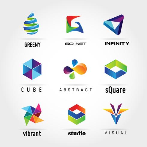 Abstracto colorido negocio Logo Set Sign Icon vector