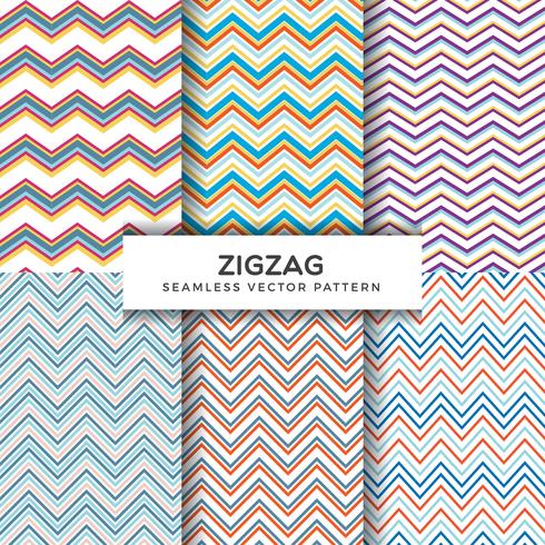 Colección de patrones de vectores sin fisuras de zig zag