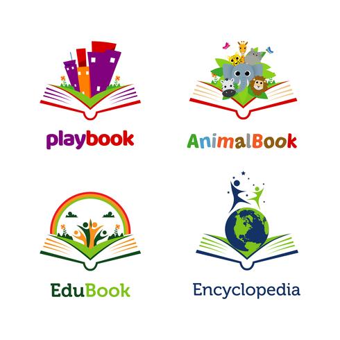 colección de plantillas de logotipo abierto libro juguetón vector