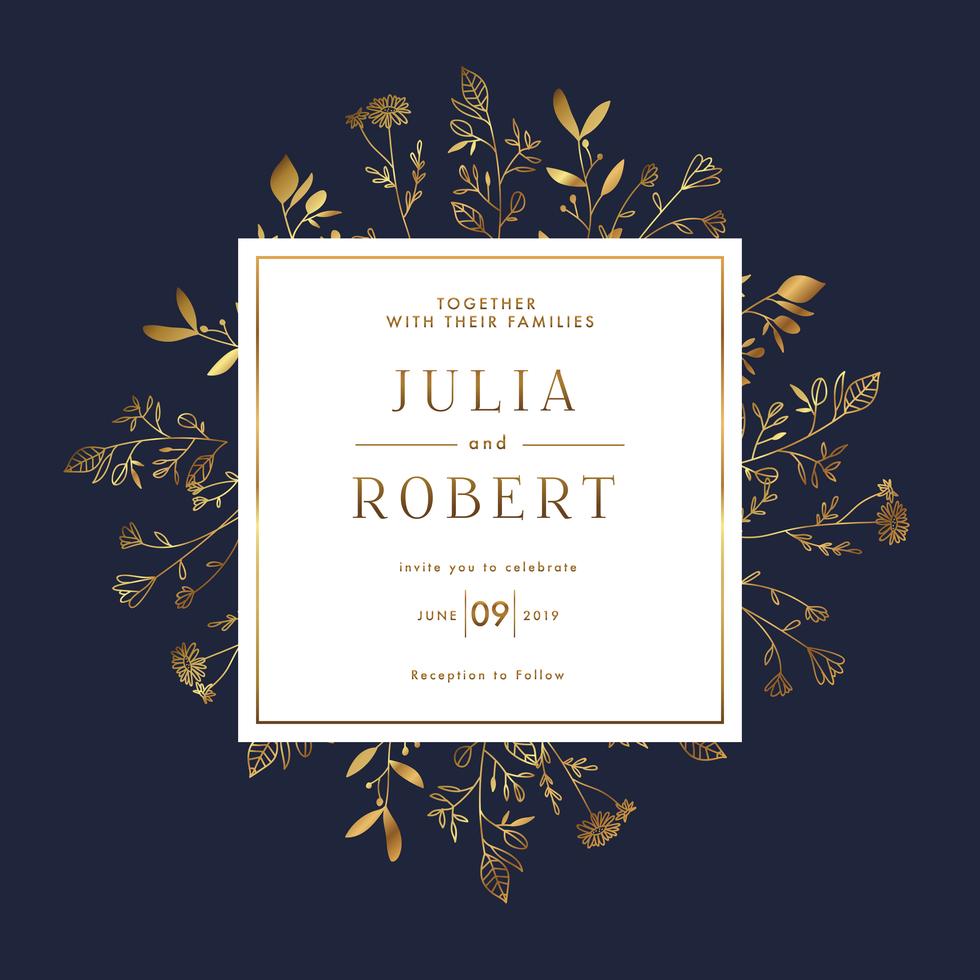 Elegant Floral Gold Wedding Invitation Banner Template 602704 Vector