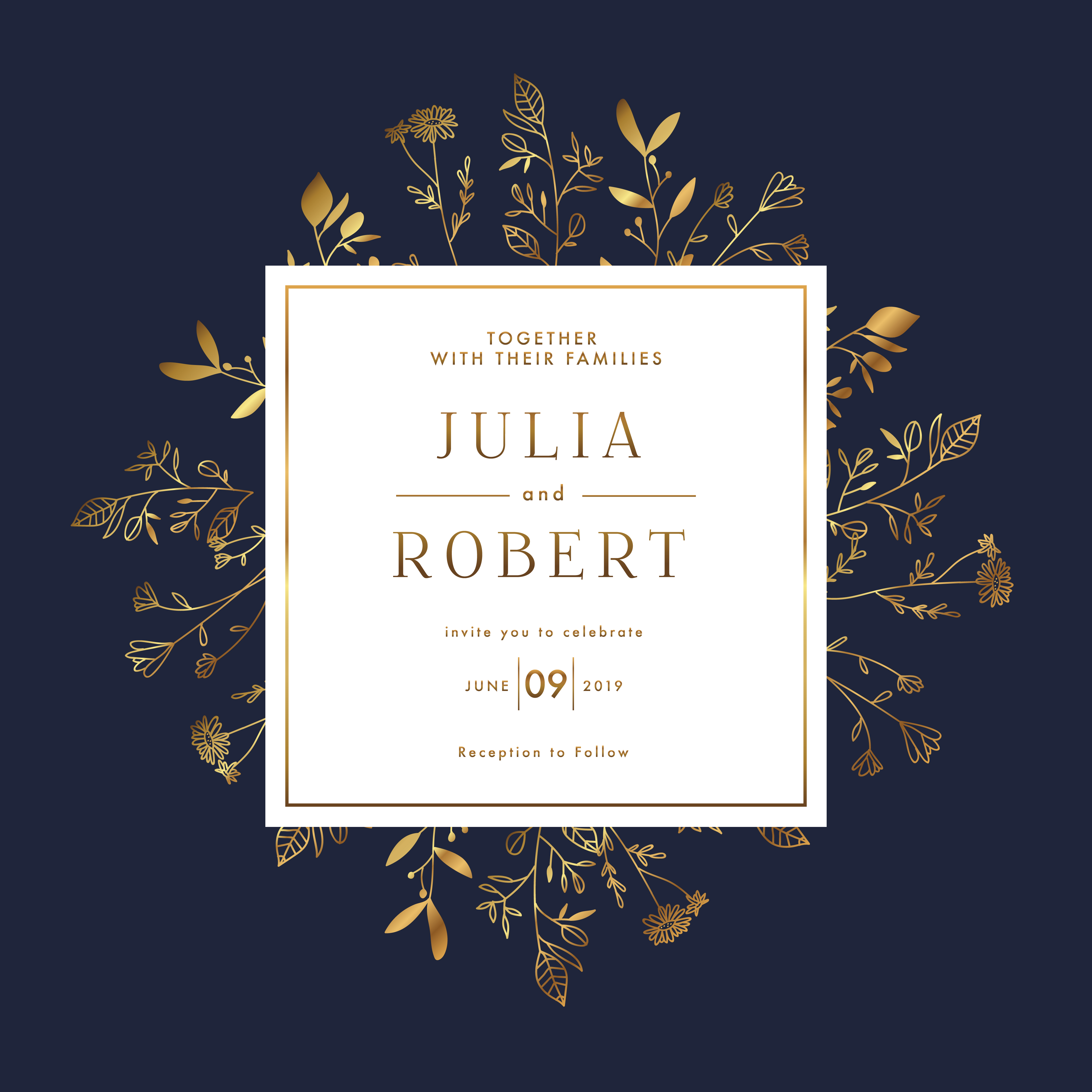 Elegant Floral Gold Wedding Invitation Banner Template Download Free