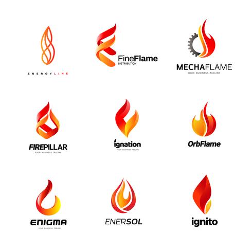 Fire business logo design collection vector