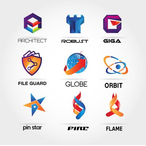 Colorful Logo Collection Set Template Sign Symbol Icon vector