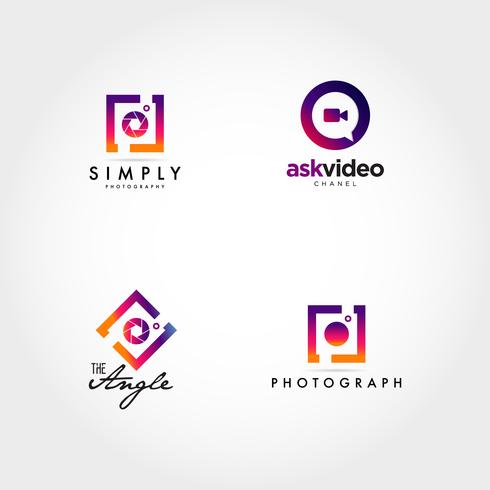 Fotografía Videografía Logo Icon Design Set vector