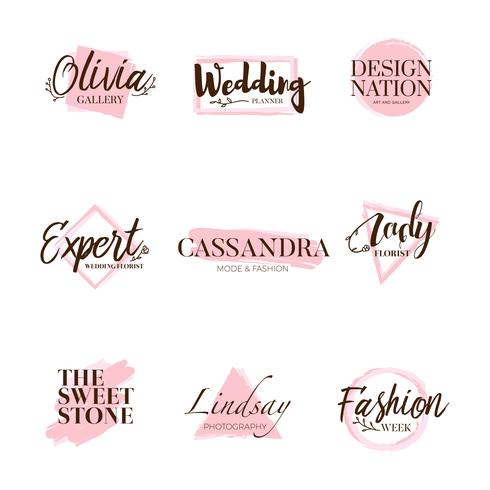 Pink Brush Logo Type Template Collection vector