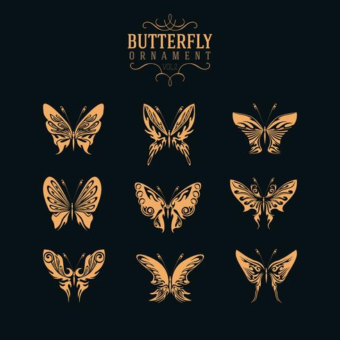 butterfly ornament set vector