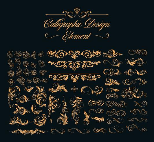 calligraphic design elements set vector