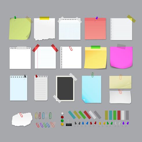 Post It Note set element illustration vector