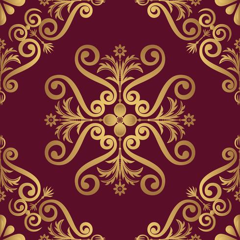 Ornamental pattern design in golden color vector