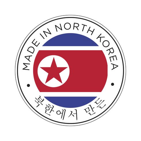 Hecho en el icono de la bandera de Corea del Norte. vector