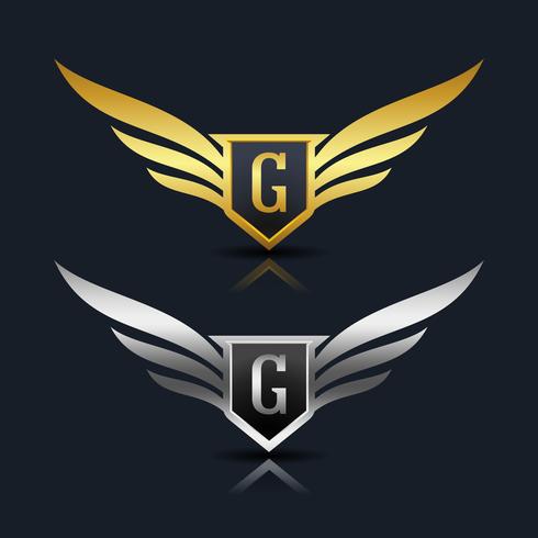Wings Shield Letter G Logo Template vector