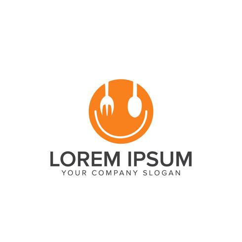 Fork spoon and dish smile logo. Food and Drink logo. restaurant  vector